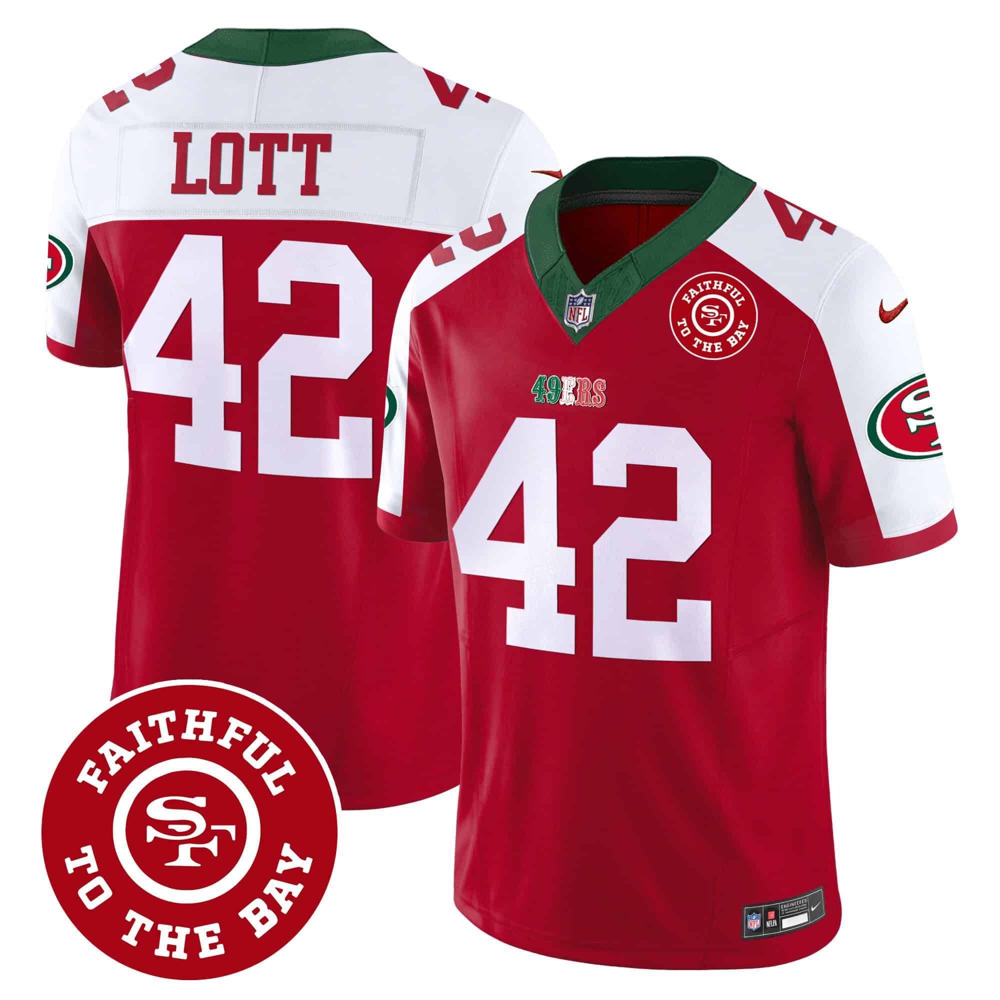Men San Francisco 49ers 42 Lott Red 2024 Nike Mexico Faithful To The Bay Patch Vapor NFL Jersey style 1